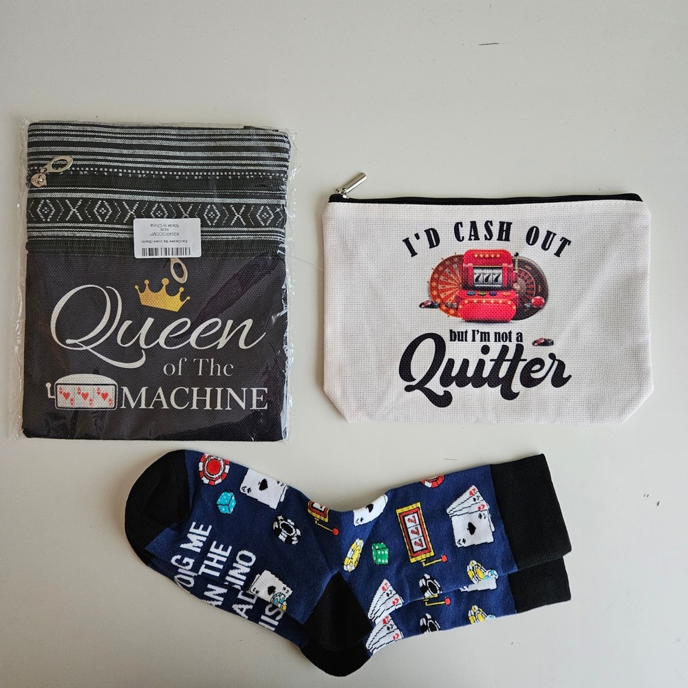 Casino Queen Accessory Set Crossbody Bag Pouch Socks Women NEW